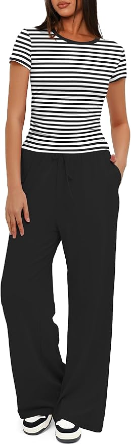 Women's Loungewear Set - Short Sleeve - Pants - 2 Piece
