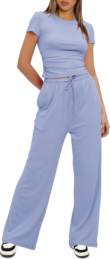 Women's Loungewear Set - Short Sleeve - Pants - 2 Piece