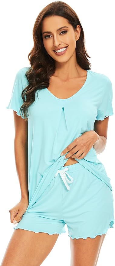 Bamboo Cooling Shorts Pajama Set - Short Sleeve - 2 Piece