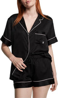 Women's Satin Shorts Pajama Set - Short Sleeve - 2 Piece
