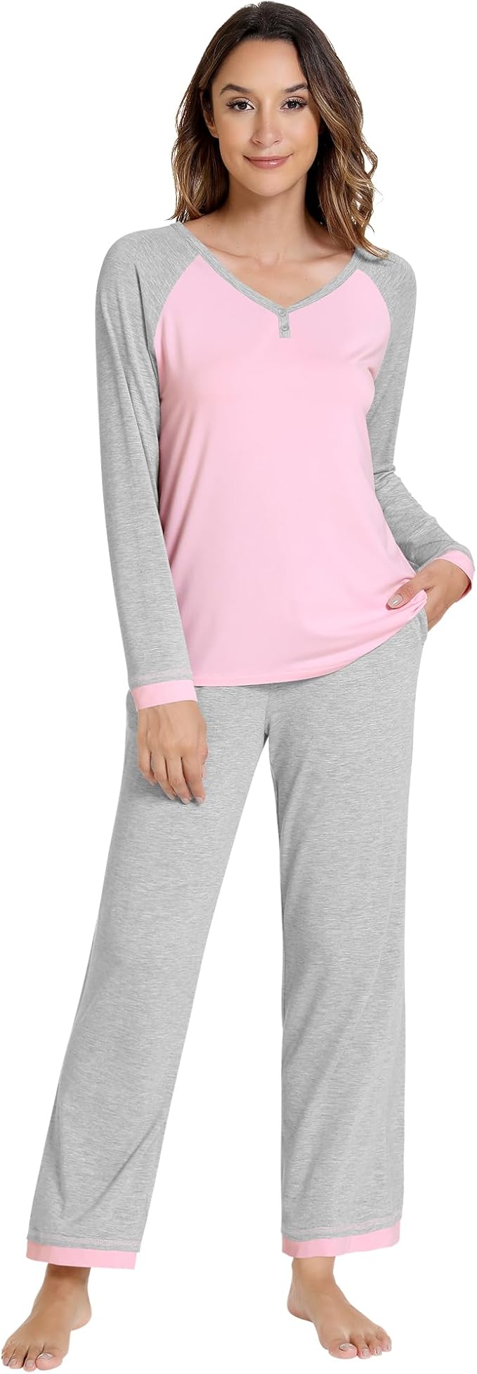 Women's Bamboo Pants Pajama Set - Long Sleeve - 2 Piece