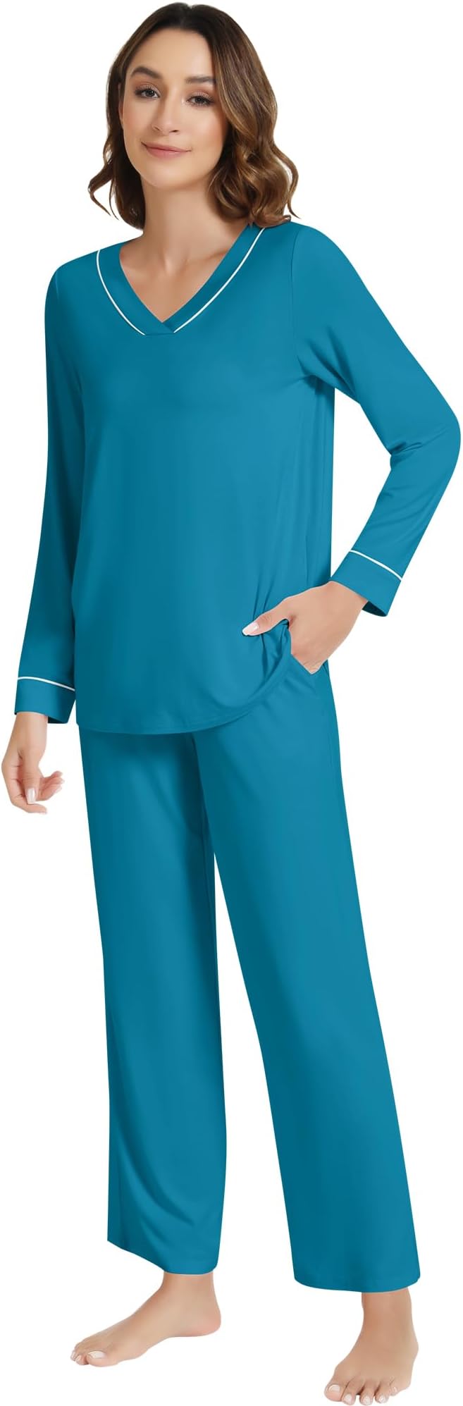 Women's Bamboo Pants Pajama Set - Long Sleeve - 2 Piece