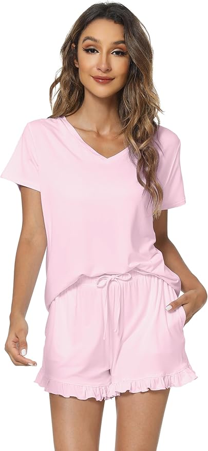 Bamboo Cooling Shorts Pajama Set - Short Sleeve - 2 Piece