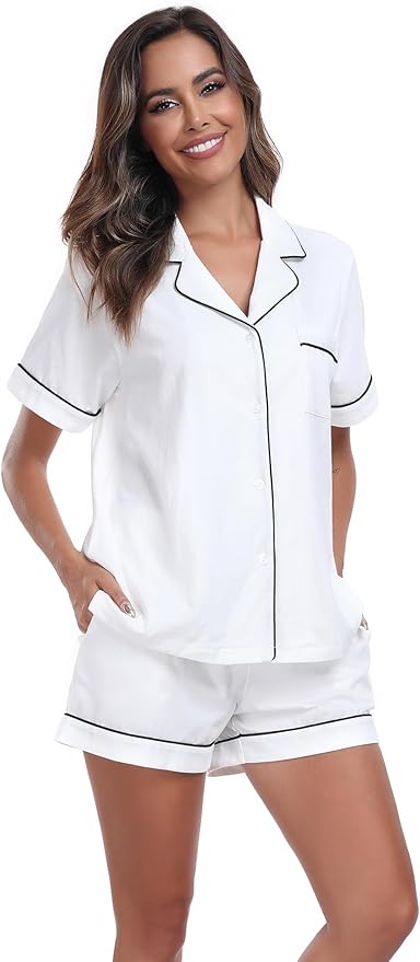 100% Cotton Pajama Set - Short Sleeve - 2 Piece