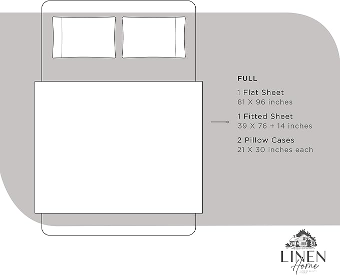 100% Cotton Bed Sheet Set - Full - 4 Piece