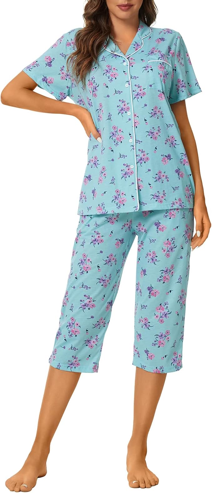 Capri Pajama Set - Short Sleeve - 2 Piece