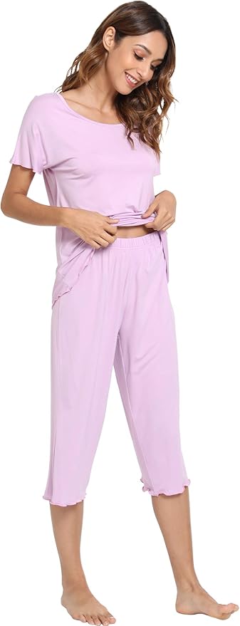 Bamboo Capri Pajama Set - Short Sleeve - 2 Piece