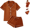 Satin Pajama Set - Short Sleeve - 4 Piece