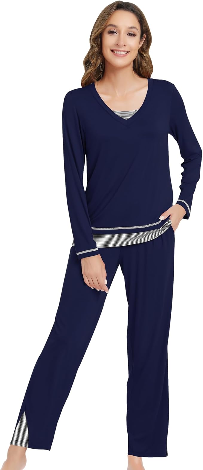 Women's Bamboo Pants Pajama Set - Long Sleeve - 2 Piece