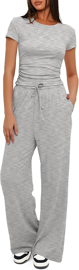 Women's Loungewear Set - Short Sleeve - Pants - 2 Piece