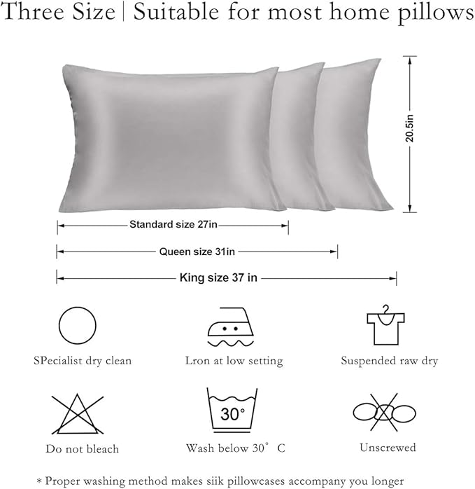 Mulberry Silk Hypoallergenic Pillowcase Set - King - 2 Pack