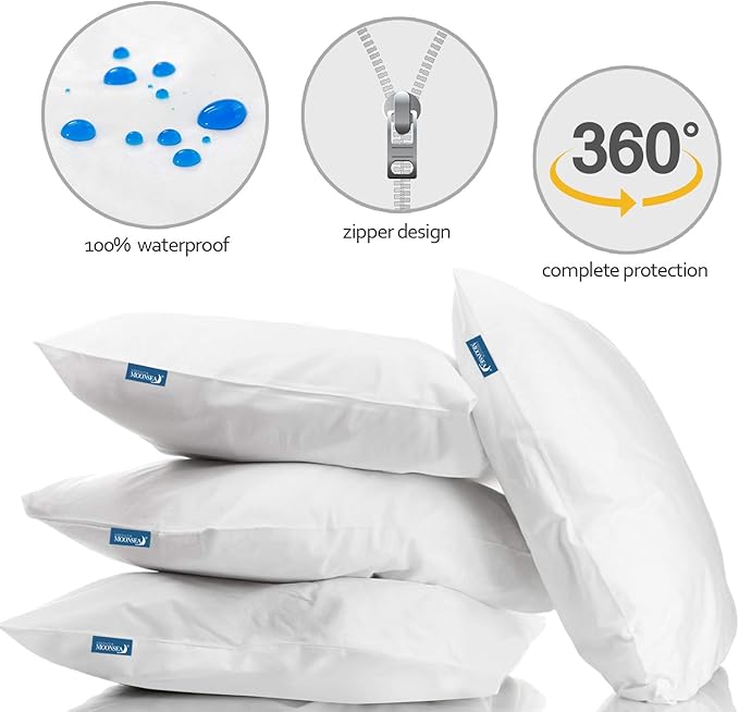 Waterproof Pillow Protector - Queen - 20 x 30 in - 4 Pack