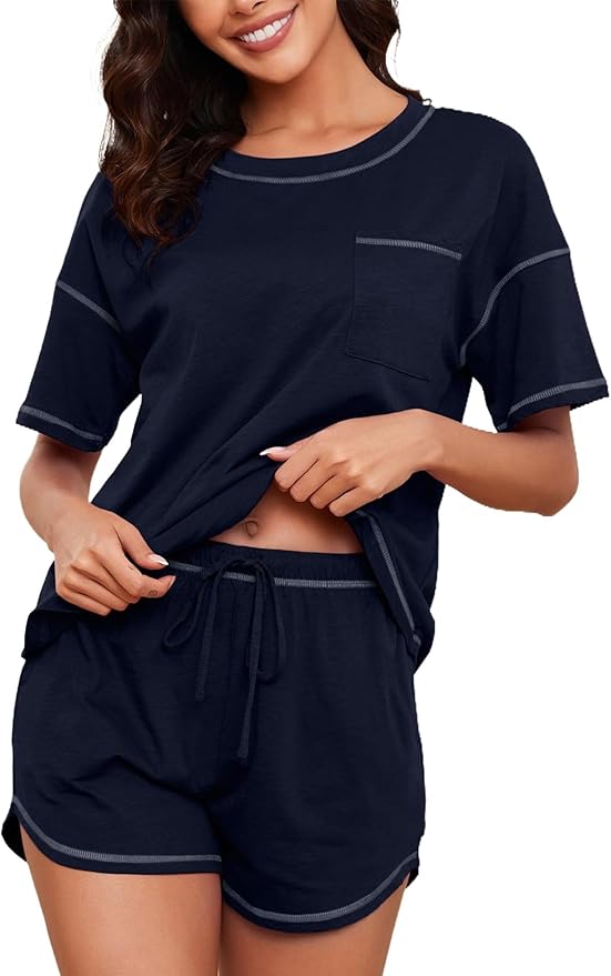 Women's 100% Cotton Shorts Pajama Set - Short Sleeve - 2 Piece