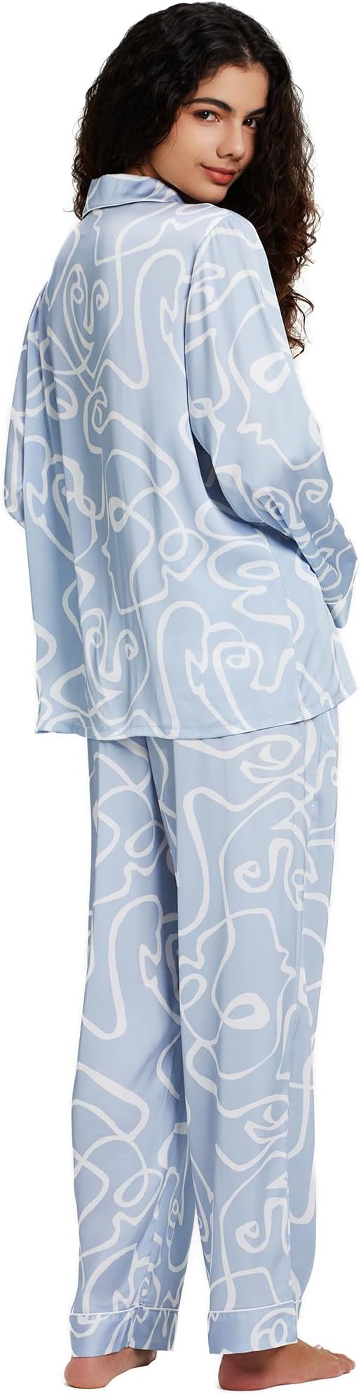 Satin Pajama Set - Long Sleeve - 2 Piece