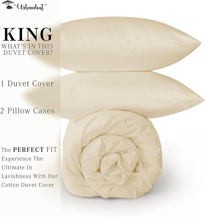 100% Cotton Duvet Cover Set - King - 3 Piece