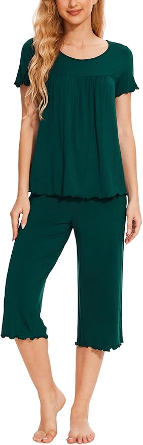 Bamboo Capri Pajama Set - Short Sleeve - 2 Piece
