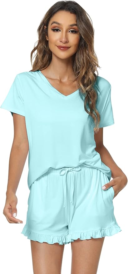Bamboo Cooling Shorts Pajama Set - Short Sleeve - 2 Piece