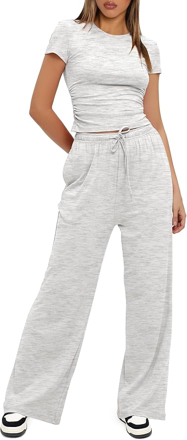 Women's Loungewear Set - Short Sleeve - Pants - 2 Piece