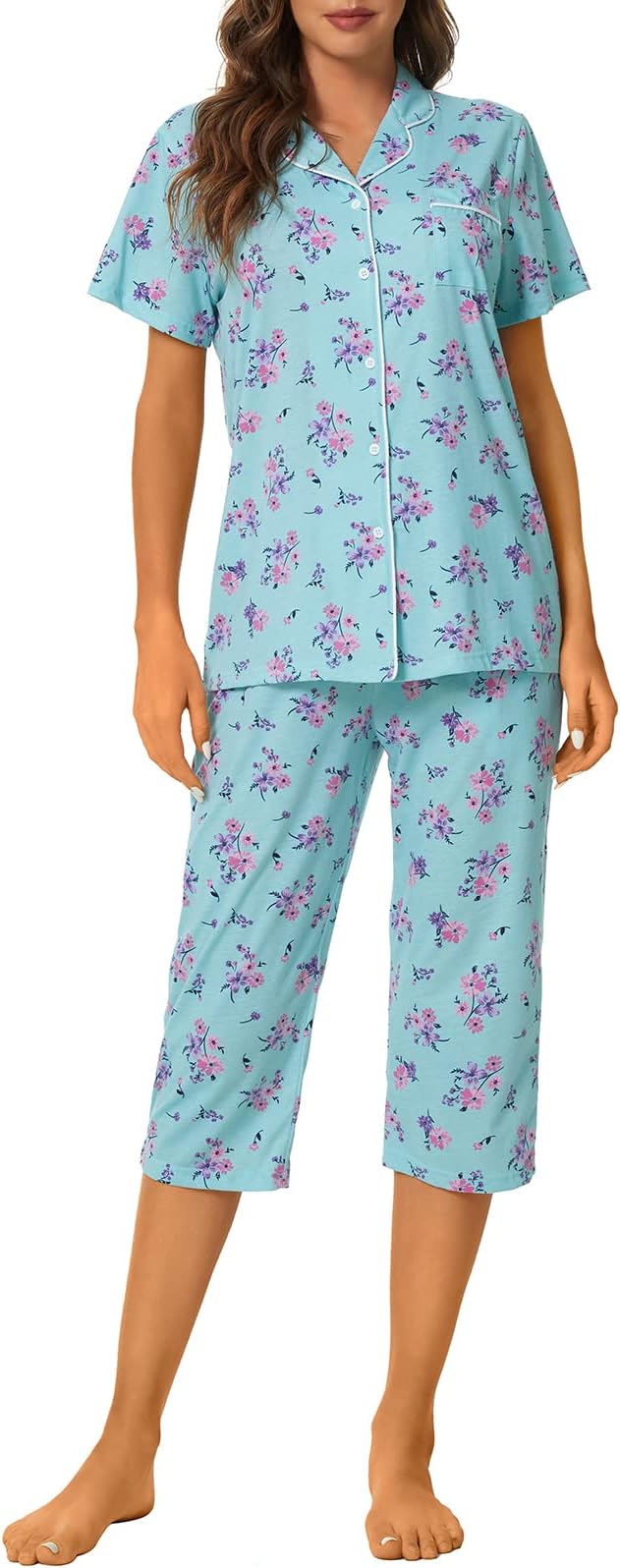 Capri Pajama Set - Short Sleeve - 2 Piece