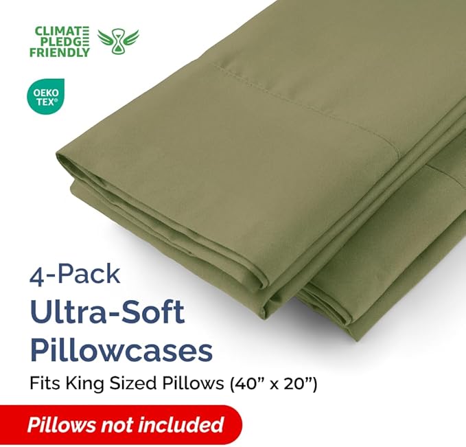 Pillowcase Set - King - 4 Pack - 4 Piece