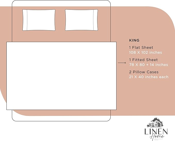 100% Cotton Bed Sheet Set - King - 4 Piece