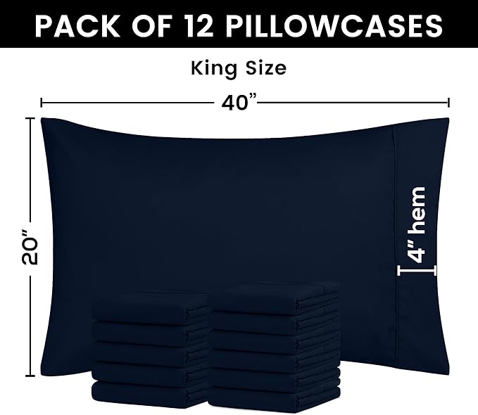 Microfiber Pillowcase - King - 20 x 40 in - 12 Pack
