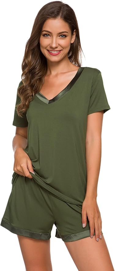 Women's Bamboo Cooling Pajama Set - Short Sleeve - 2 Piece