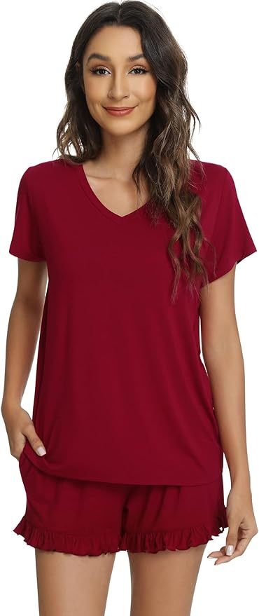 Bamboo Cooling Shorts Pajama Set - Short Sleeve - 2 Piece