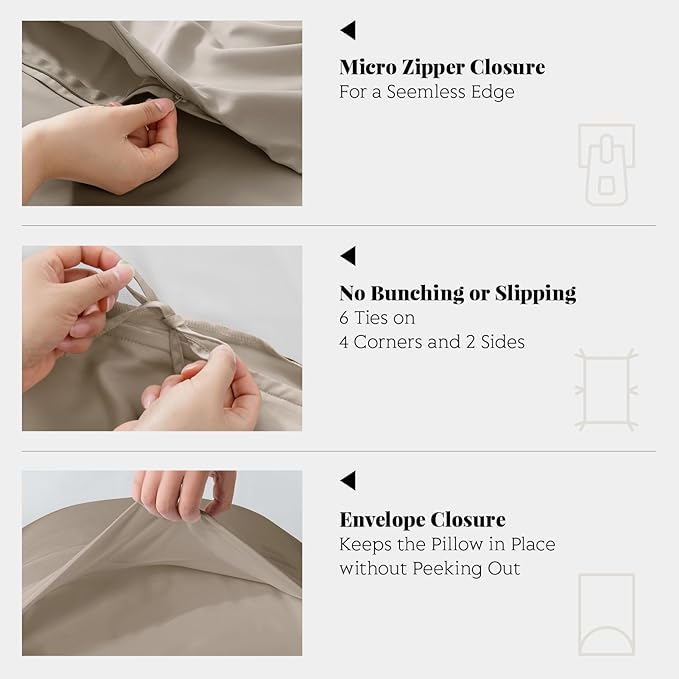 Bamboo Cooling Duvet Cover Set - Queen - 3 Piece