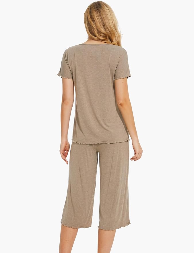 Bamboo Capri Pajama Set - Short Sleeve - 2 Piece
