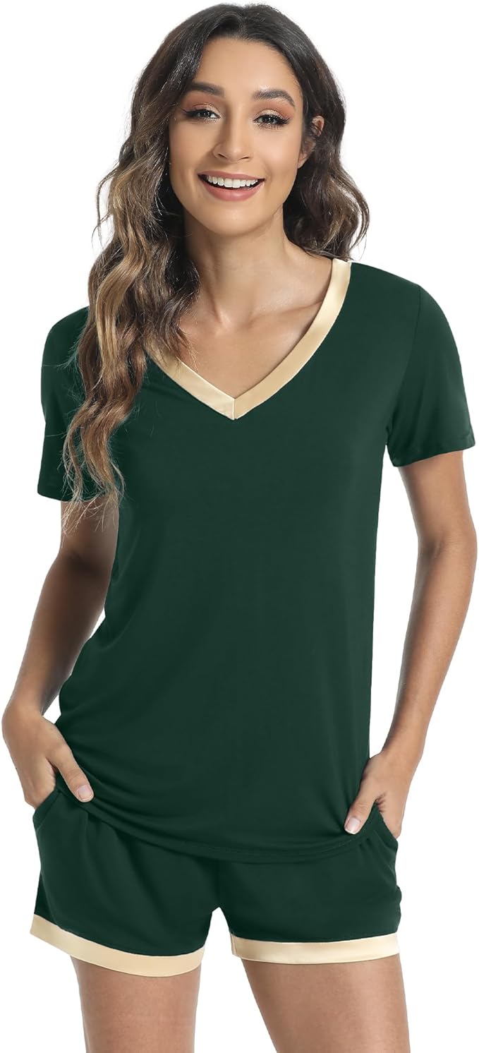 Women's Bamboo Cooling Pajama Set - Short Sleeve - 2 Piece