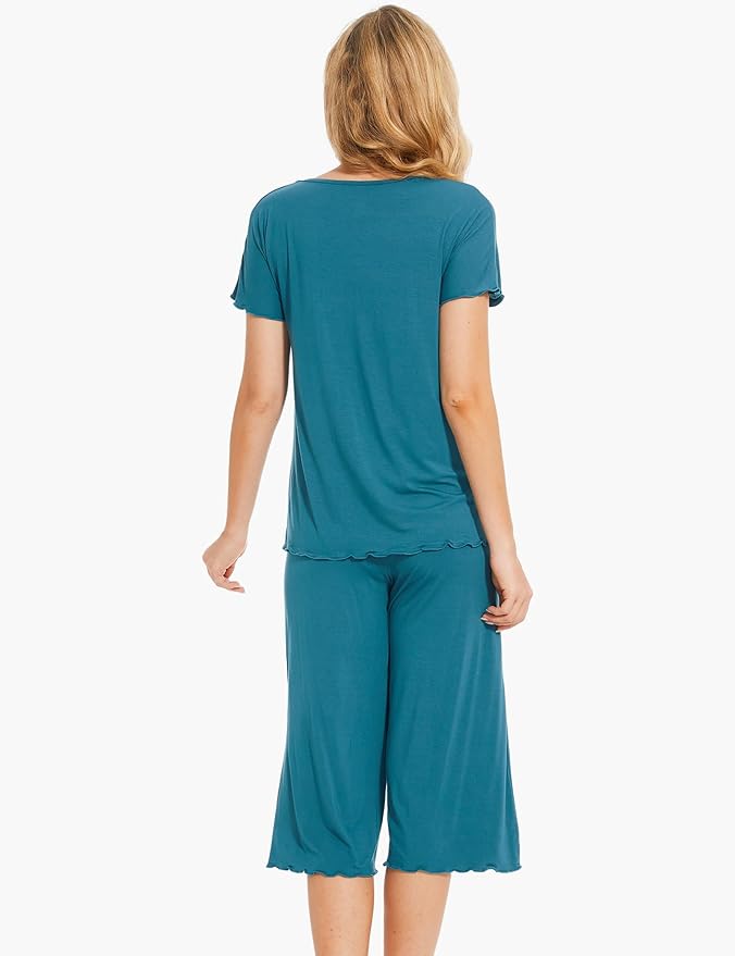 Bamboo Capri Pajama Set - Short Sleeve - 2 Piece