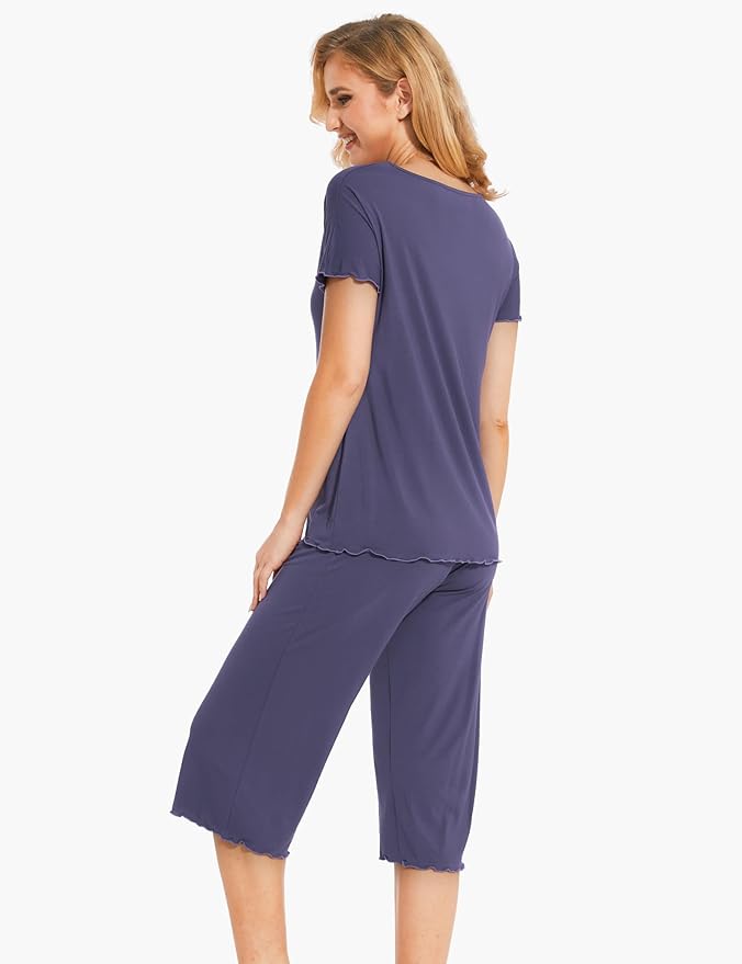 Bamboo Capri Pajama Set - Short Sleeve - 2 Piece