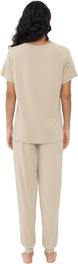 Women's Bamboo Pants Pajama Set - Short Sleeve - 2 Piece