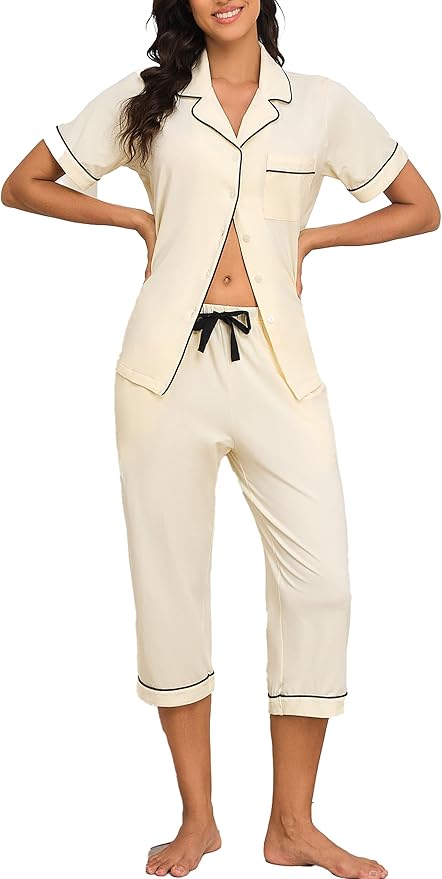 Women's Capri Pajama Set - Short Sleeve