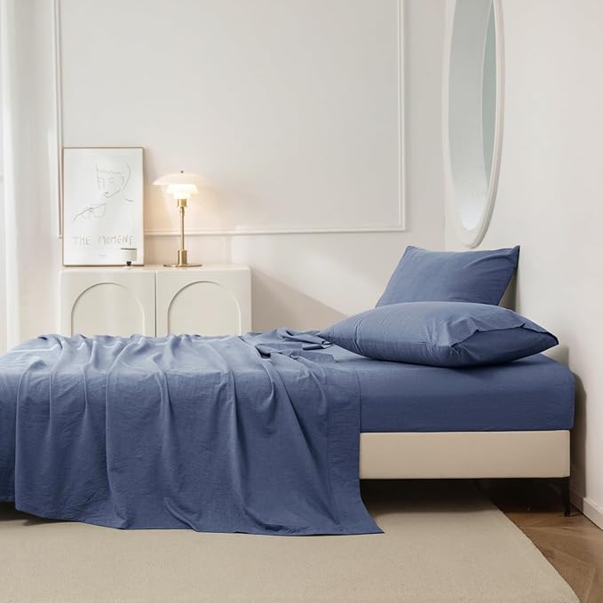 Linen Bed Sheet Set - Queen - 4 Piece