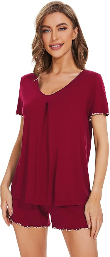 Bamboo Cooling Shorts Pajama Set - Short Sleeve - 2 Piece
