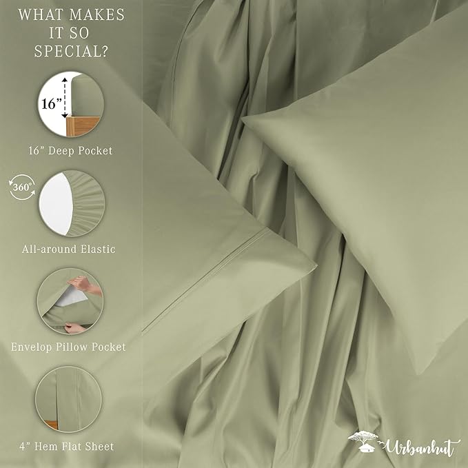 Bed Sheet Set - Queen - 16 in Deep Pocket - 4 Piece