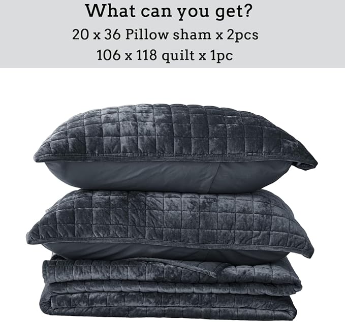 Velvet Quilt Set - California King - 3 Piece