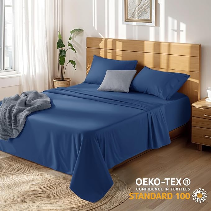 100% Cotton Bed Sheet Set - Queen - 4 Piece
