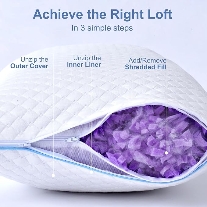 Memory Foam Cooling Bed Pillow - Standard - 2 Pack