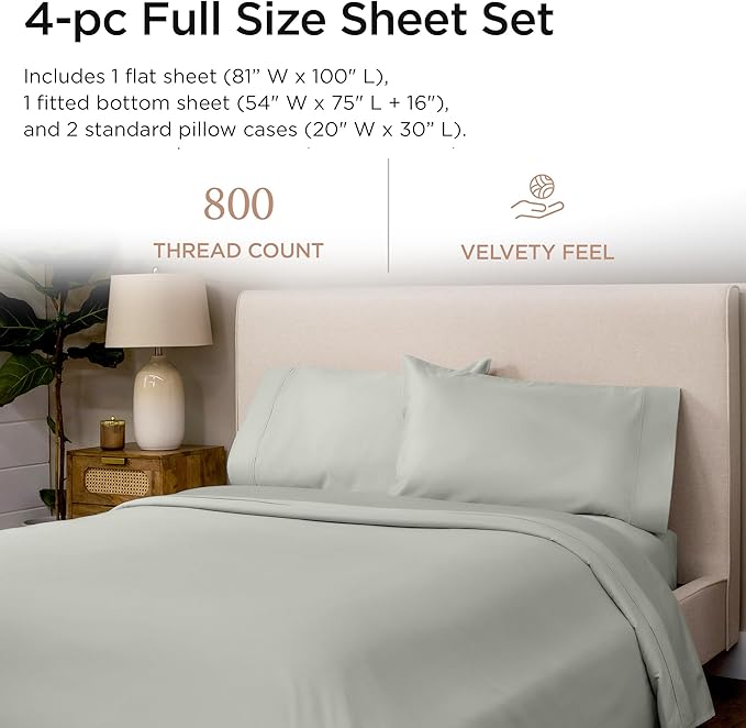 100% Cotton Bed Sheet Set - Full - 16 in Deep Pocket - 4 Piece