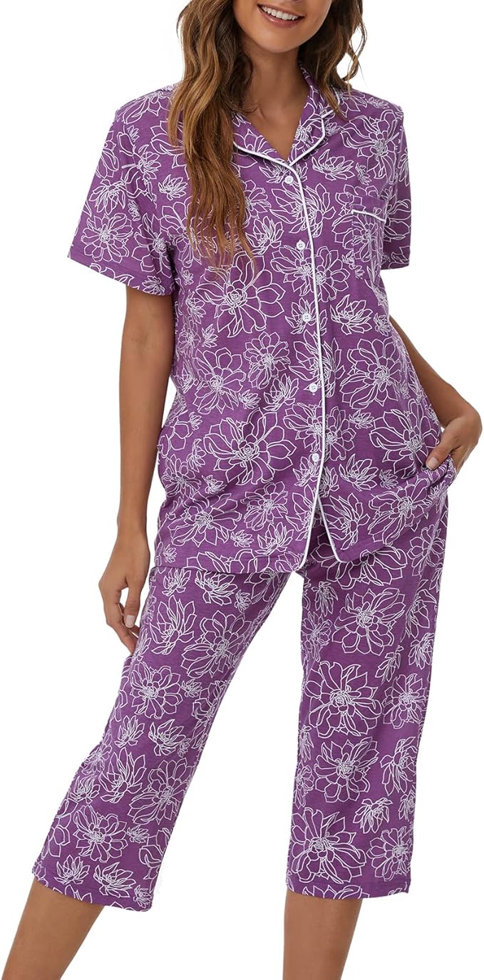 Capri Pajama Set - Short Sleeve - 2 Piece