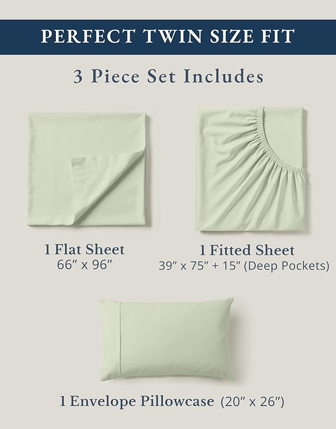 Linen Bed Sheet Set - Twin - 3 Piece