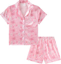 Satin Pajama Set - Short Sleeve - 2 Piece