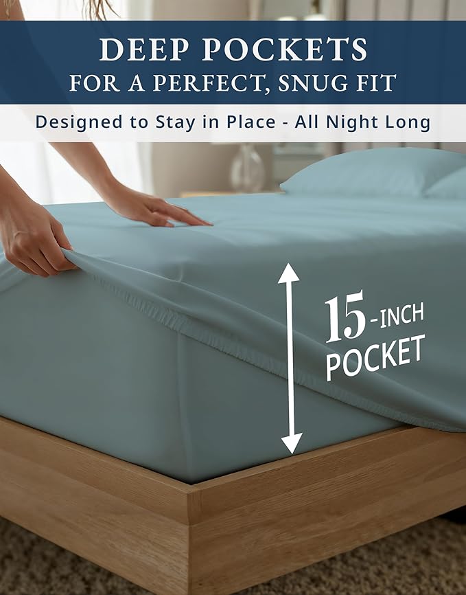Linen Cooling Bed Sheet Set - King - 15 in Deep Pocket