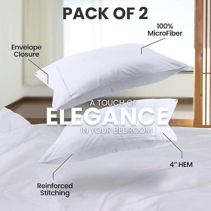 Microfiber Pillowcase Set - Queen - 20 x 30 in - 2 Pack