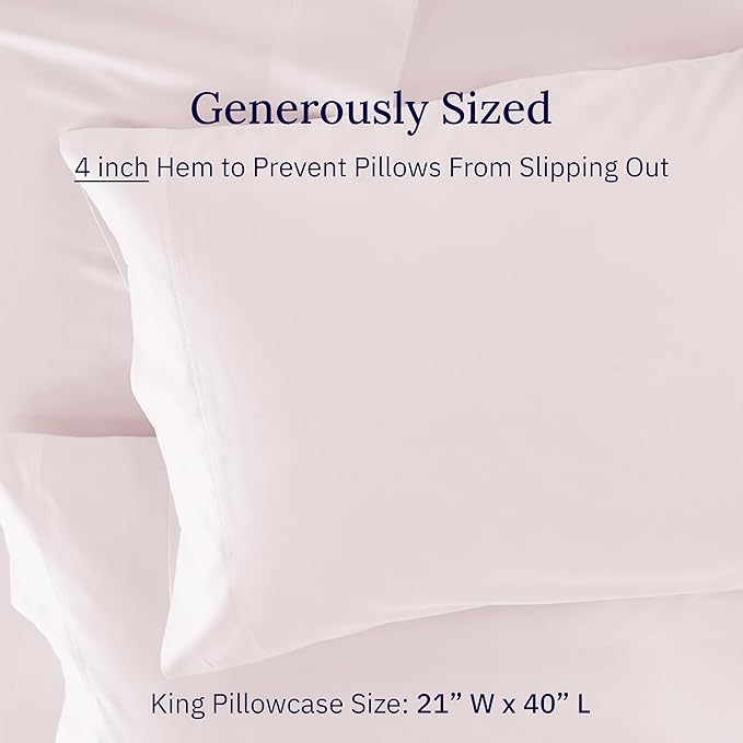 100% Cotton Pillowcase Set - King - 2 Piece