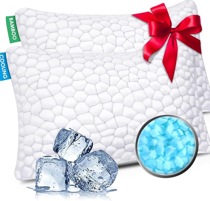 Memory Foam Cooling Bed Pillow - Queen - 2 Pack