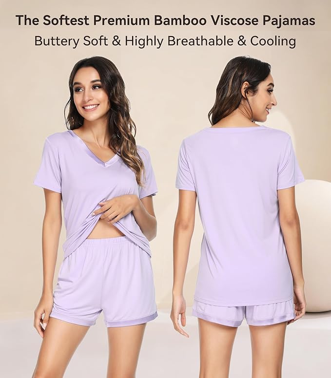 Women's Bamboo Cooling Pajama Set - Short Sleeve - 2 Piece
